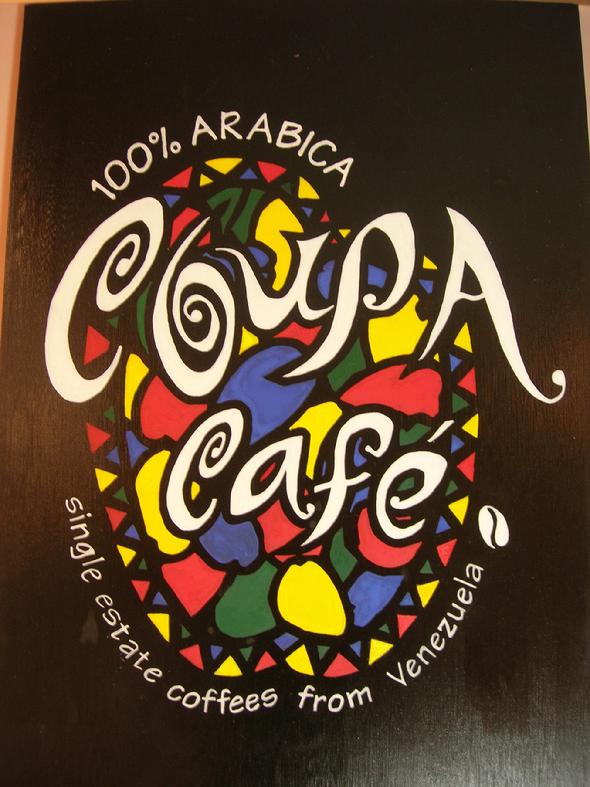 Coupa Cafe Logo, oil on canvas