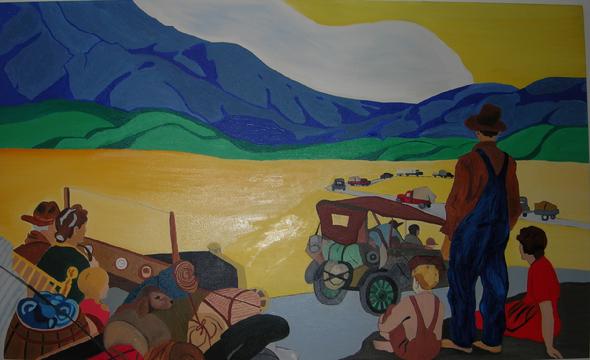 Grapes of Wrath cover art, oil painting, oil on canvas